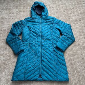 The North Face Karokora Parka Down Fill Hooded Puffer Jacket Coat Women's L Blue